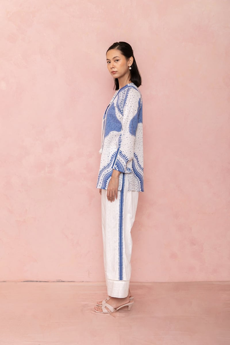 Indigo Printed Kurta and Straight Pants Co-ord Set