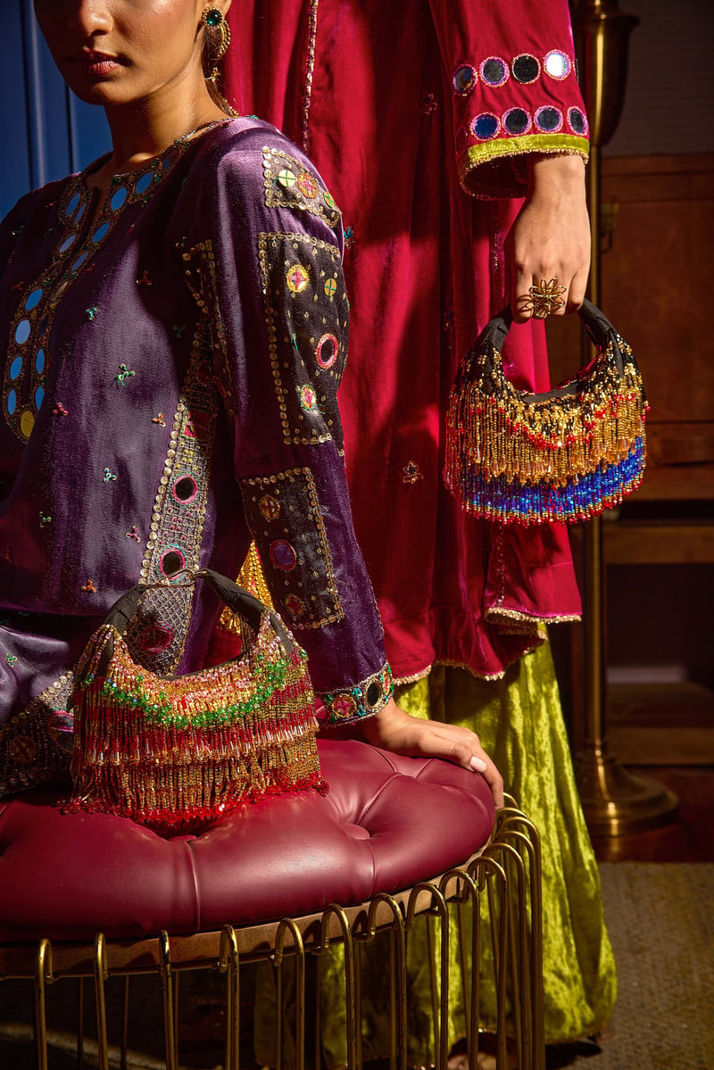 Faiza Boat Bag-Gold Red