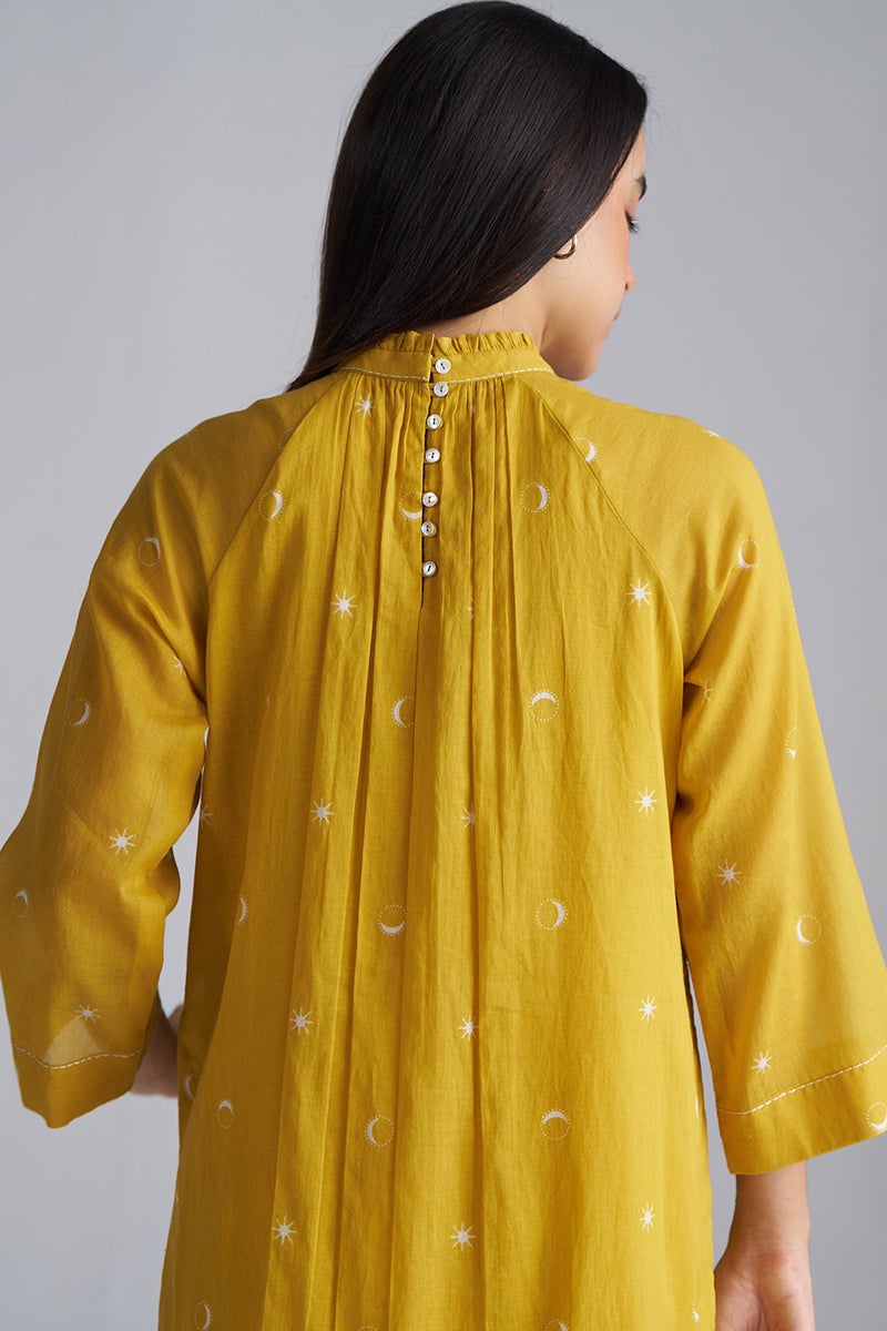 Nugget Gold Yellow Printed Mul-Cotton Co-ord Set