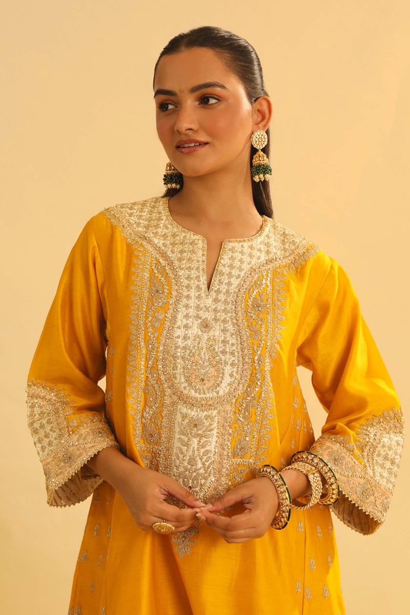 Mustard Kalidaar Choga Kurta Set with Salwar