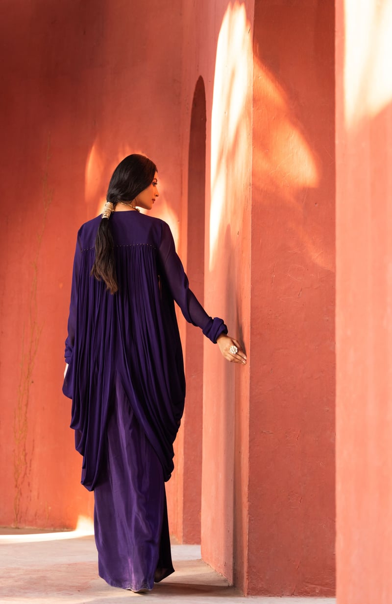 Purple Chanderi Dhoti Set