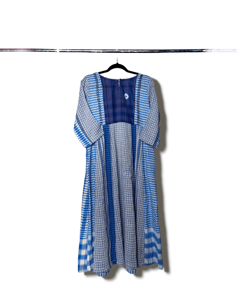 Blue Side Panelled Embroidered Dress