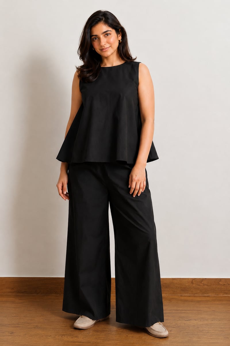 Black Sleeveless A-Line Top with Back Button Detail — Loma Naturally