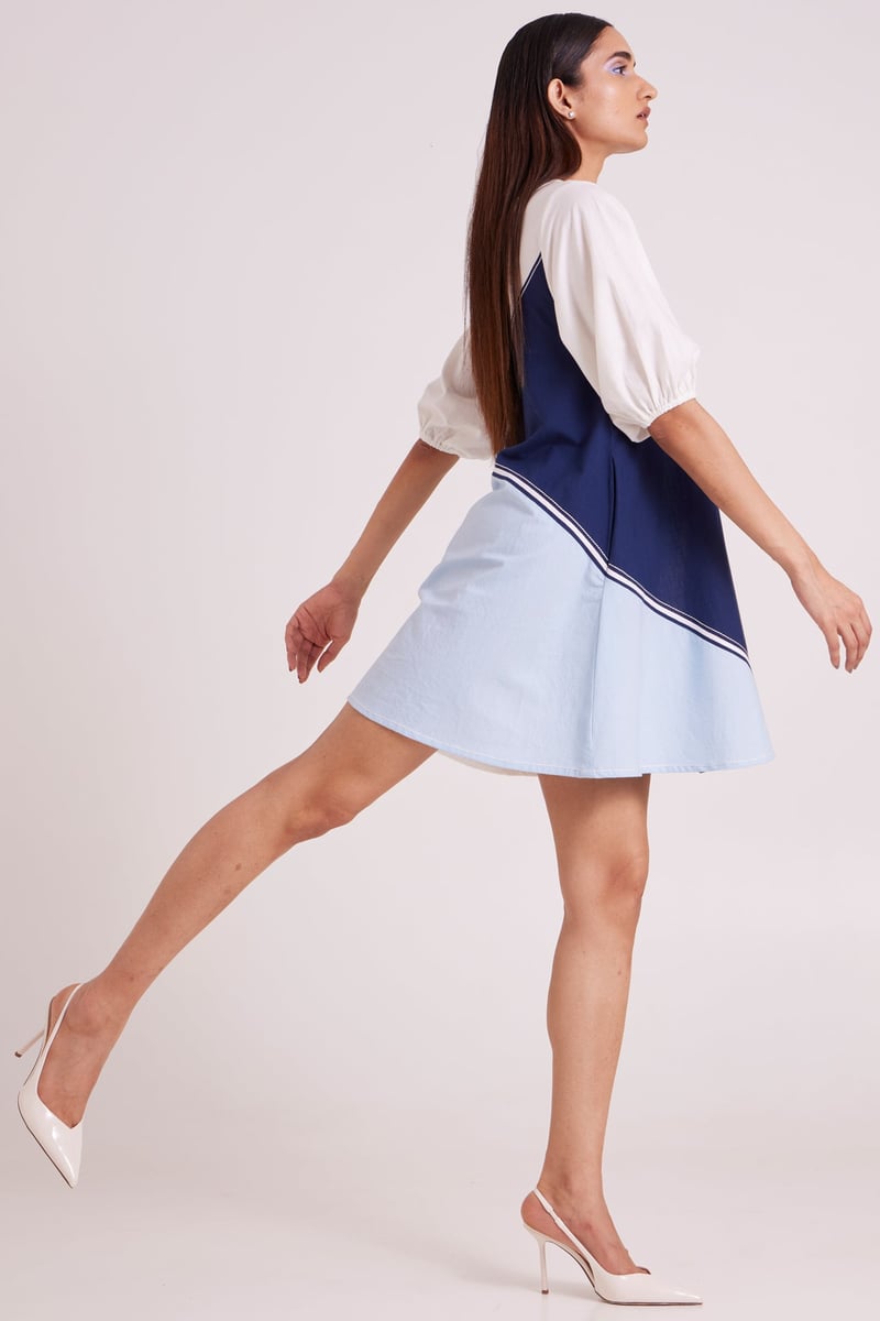 Multi Colour Colorblocked Mini Shift Dress