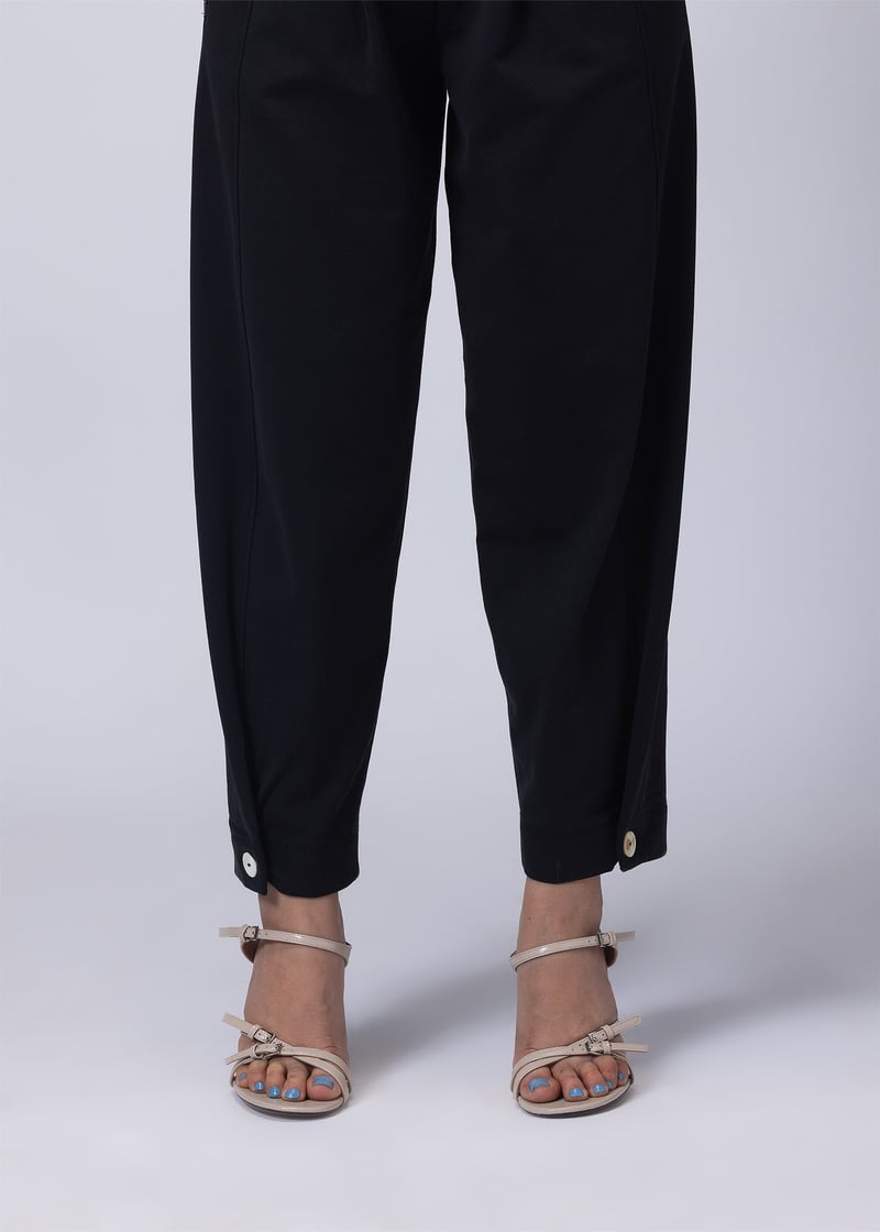 Carbon Black High-Rise Barrel-Leg Trousers