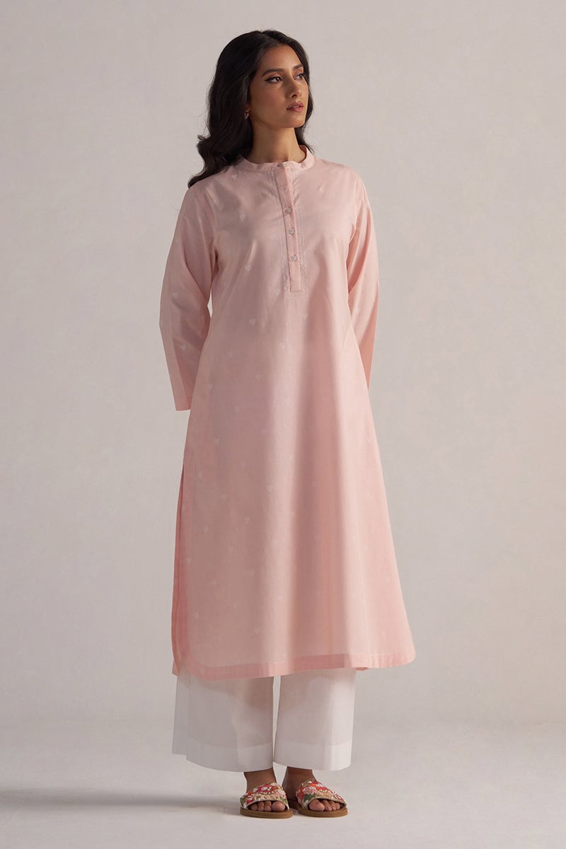 Soft Lotus Pink Cotton Kurta and White Co-ord Set