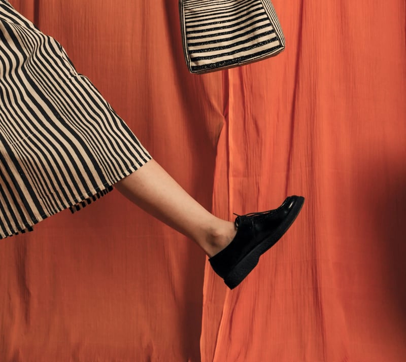 Black and White Striped Cotton Midi Dress