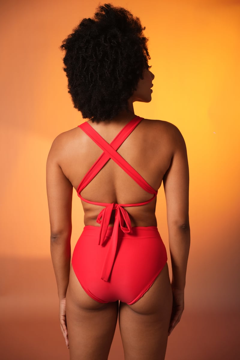 Cherry Underwired Bikini with High-Waist Bottom