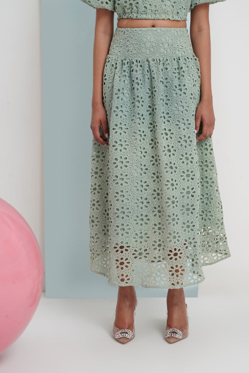 Hats Off Skirt- Aqua Floral Lace — Chöjé