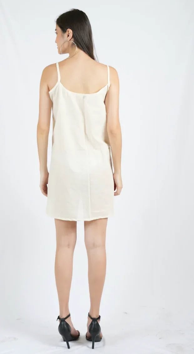 White Cotton Long Slip Camisole with Shoulder Straps
