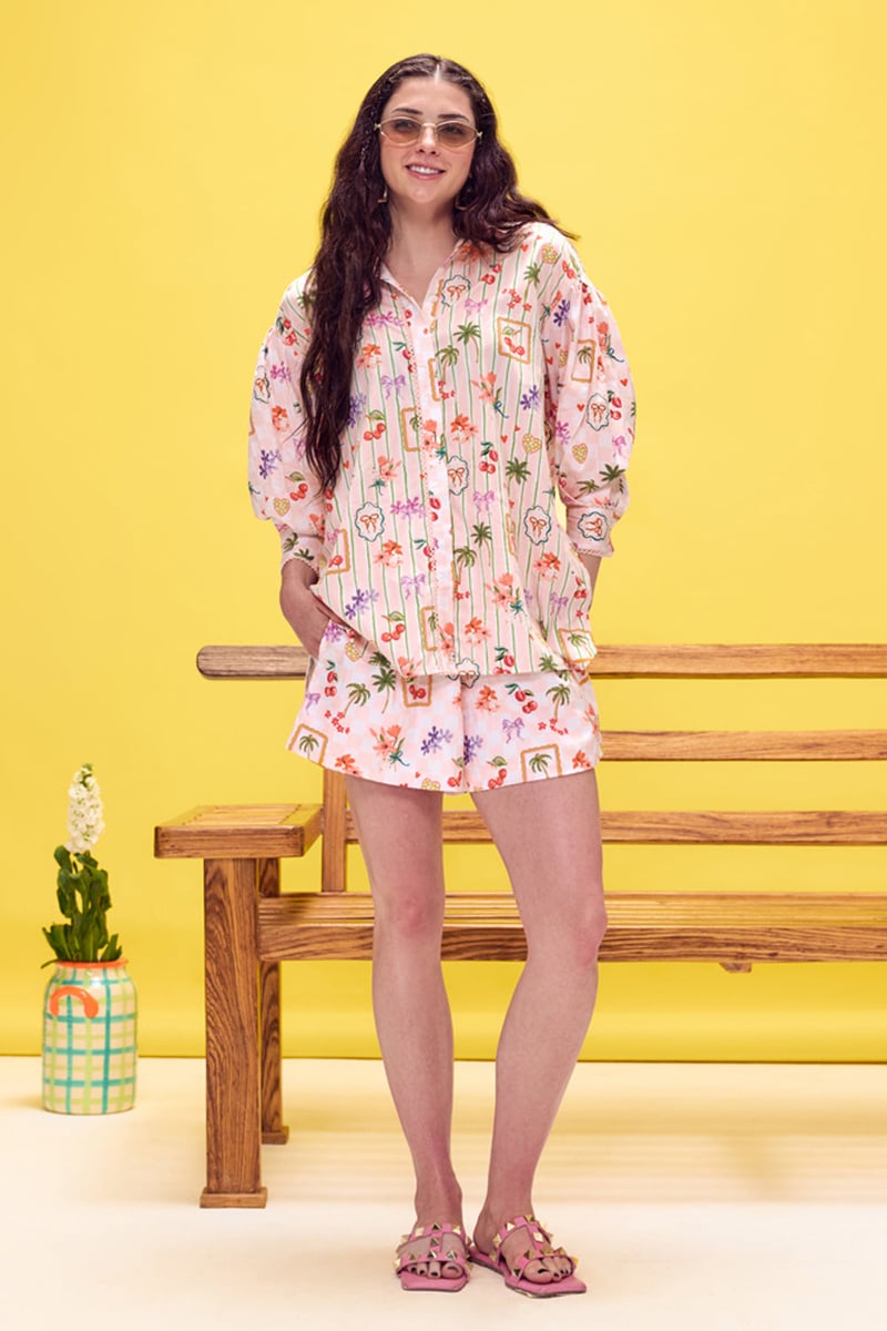 Multicolor Printed Cotton Poplin Shirt and Shorts Co-ord Set — AVERIE