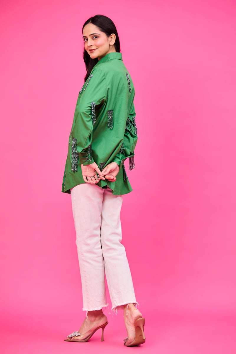 Emerald tassel shirt