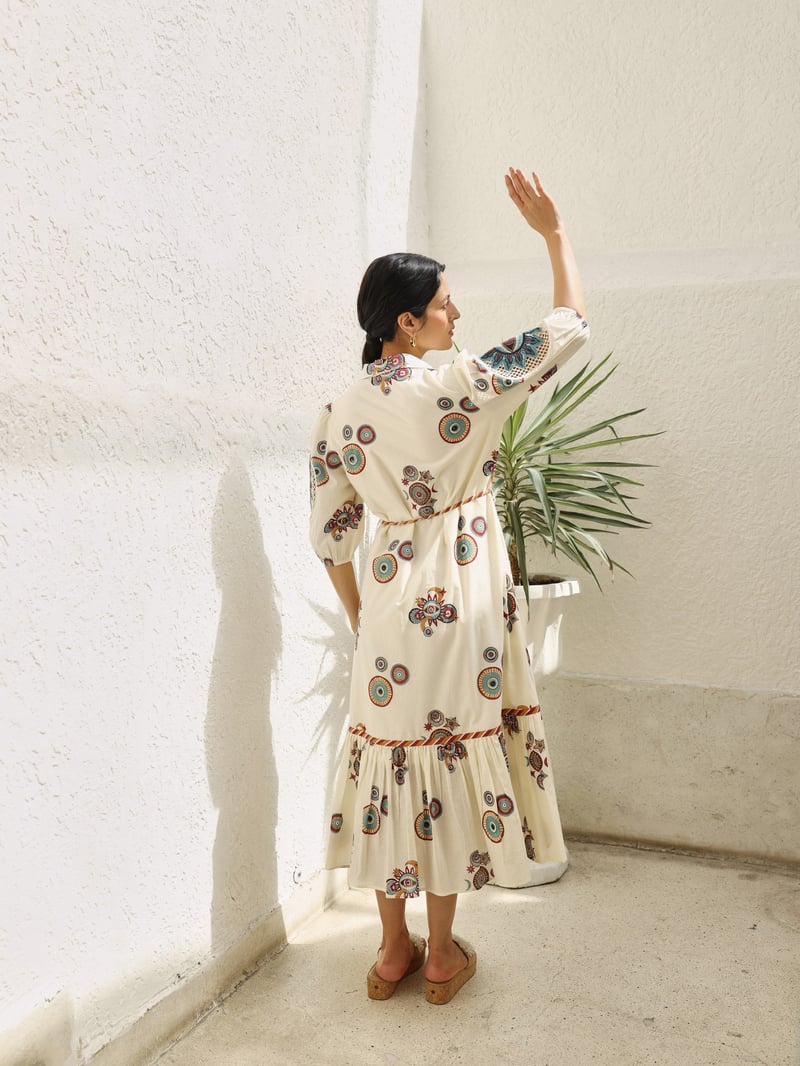 Maroon & Mustard Sun & Moon Long Dress