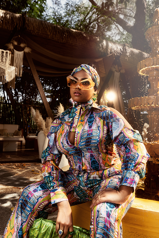 Blue Abstract Print Shirt and Wide-Leg Pants Co-ord Set