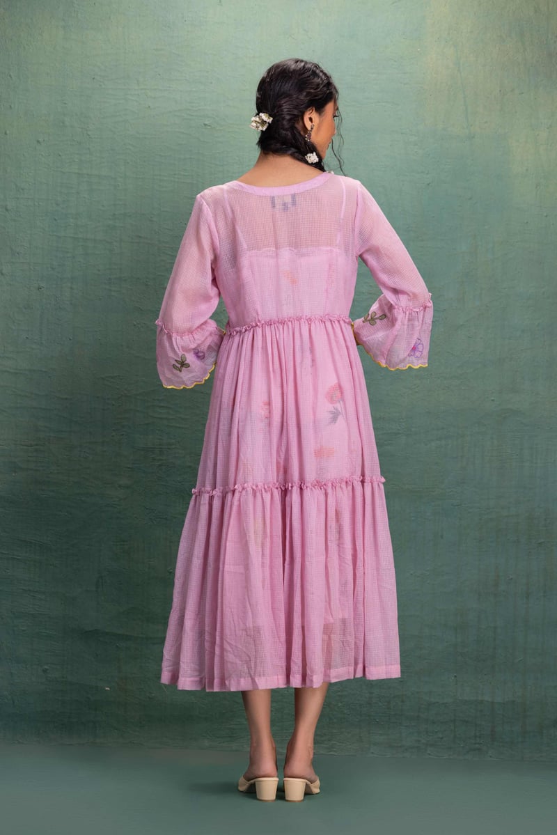 Pink Machine Embroidery Dress