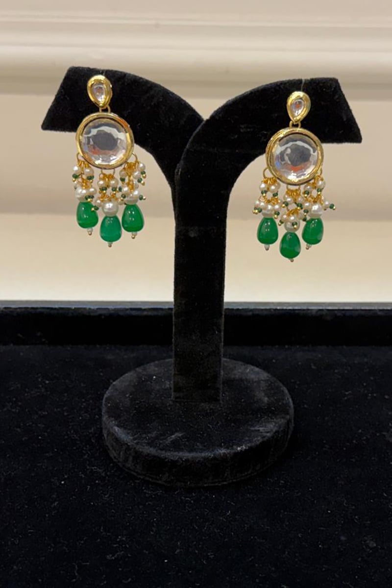 Meera Kundan & Emerald Drop Earrings