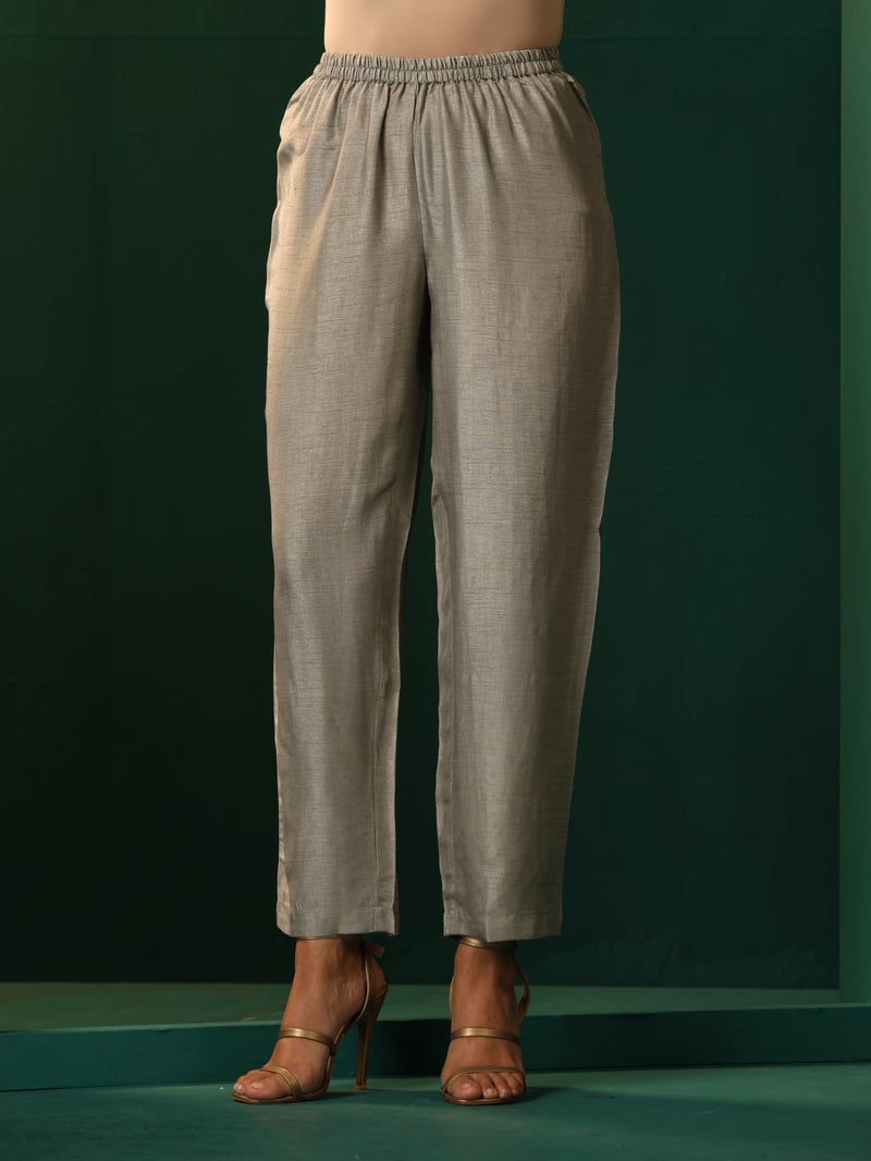 Blue Silk-Blend Angrakha Kurta and Pant Set