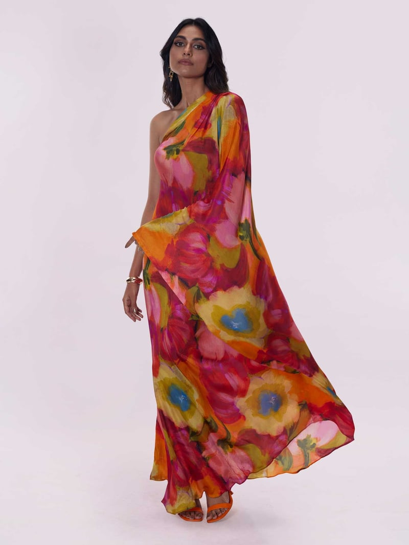 Cerise Printed Kaftan Dress