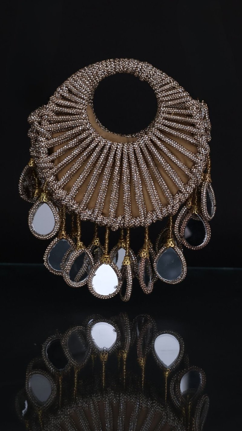 Crystal Halo Embellished Bag - Golden