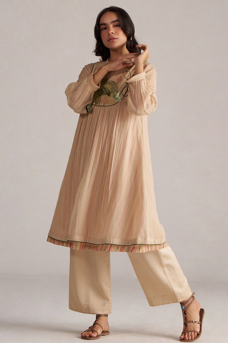 Macadamia Kota Silk Kurta and Pant Co-ord Set