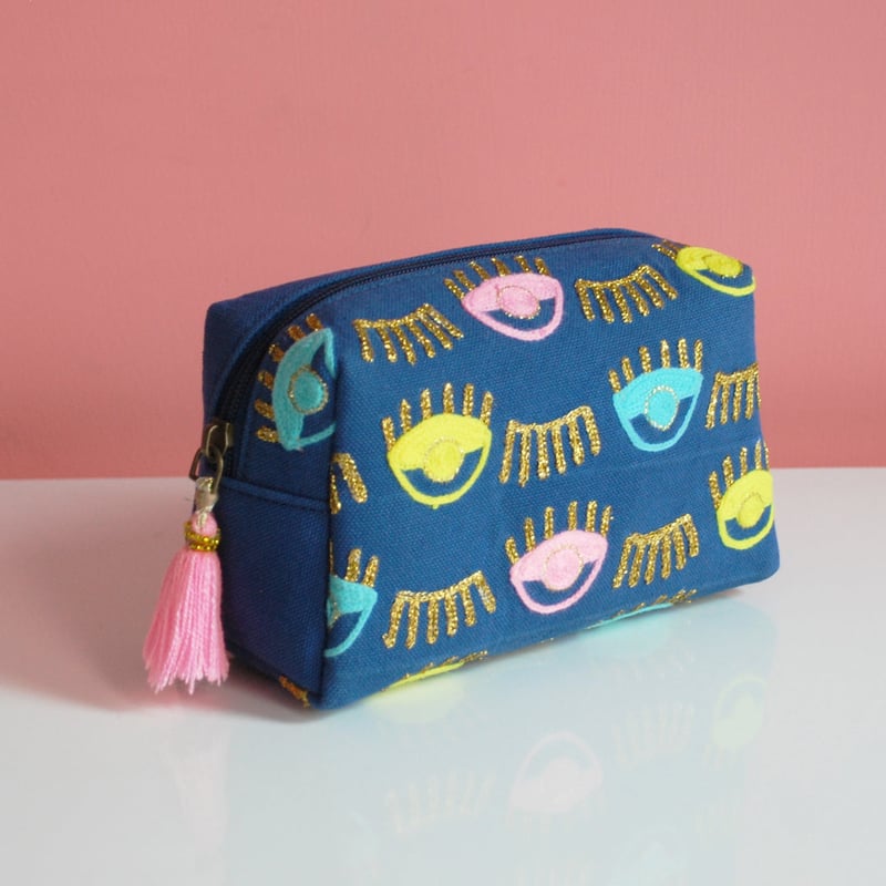 Makeup Pouch- Evil Eye Blue