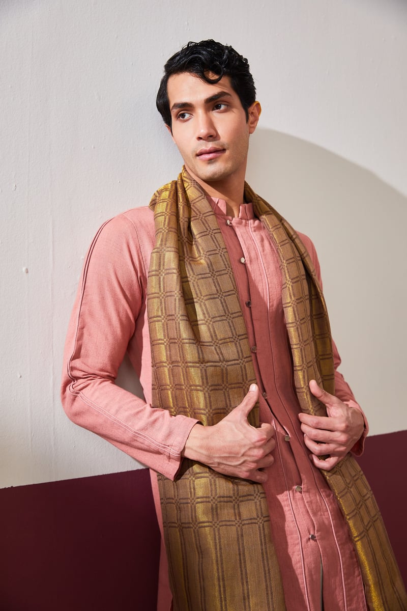 Zari Check Reversibles Pashmina Stole