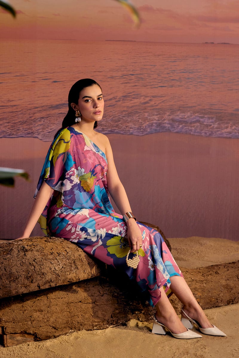 One Shoulder Printed Jumpsuit