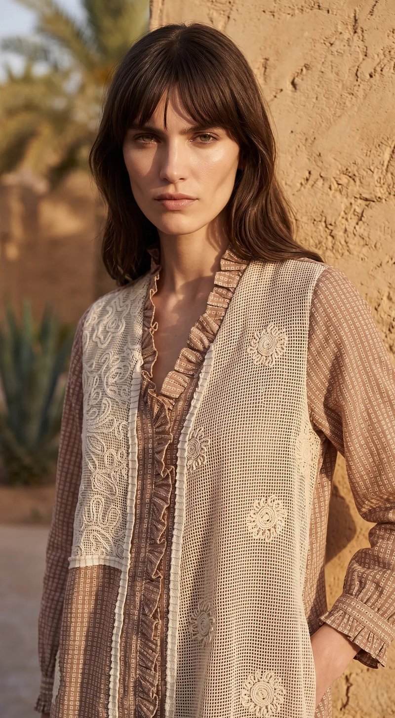 Cotton Jute Colorblock Tunic