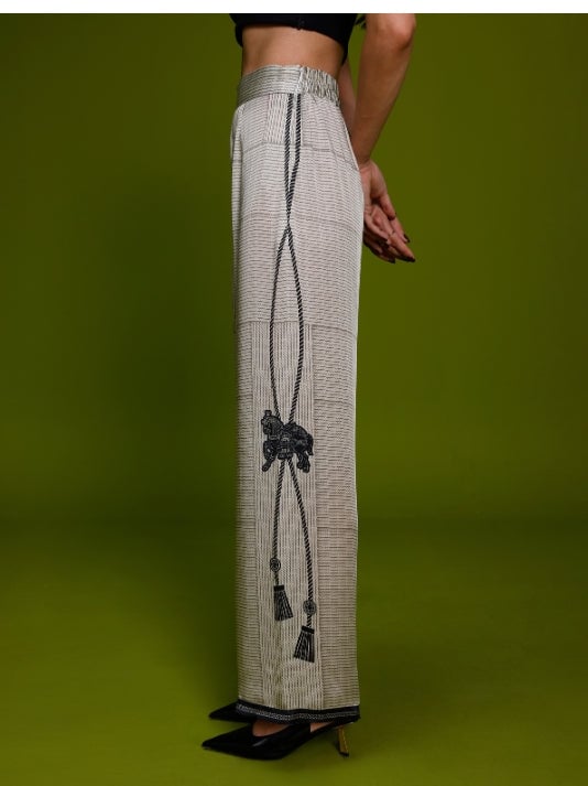 Ivory and Black Printed Cupro Satin Co-ord Set