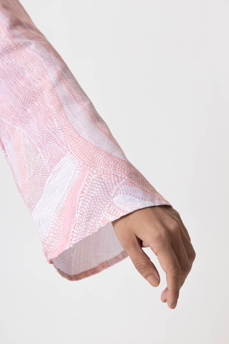 Pink/White Abstract Dot Print A-Line Mini Dress