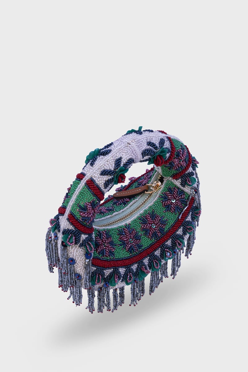 Midnight Cascade Mini Beaded Bag