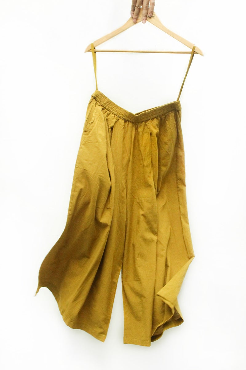 Mustard Cotton Culottes with Elasticated Waist