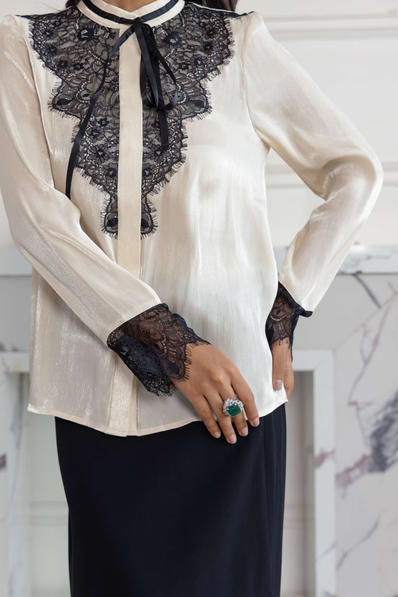 Moonstone Beige Shimmer French Lace Chiffon