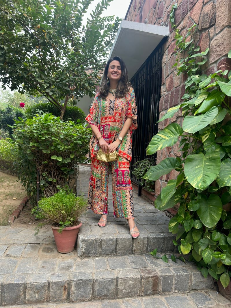 Red Multicolour Printed Chiffon Georgette Co-ord Set — TASUVURE