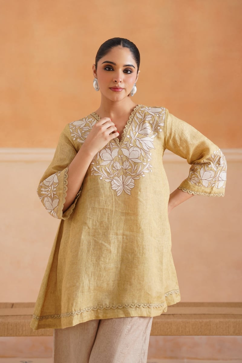 Luna Pure Linen Embroidered Matching Set