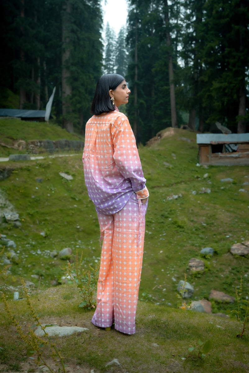 Ombre Starburst Shirt and Wide-Leg Trouser Co-ord Set