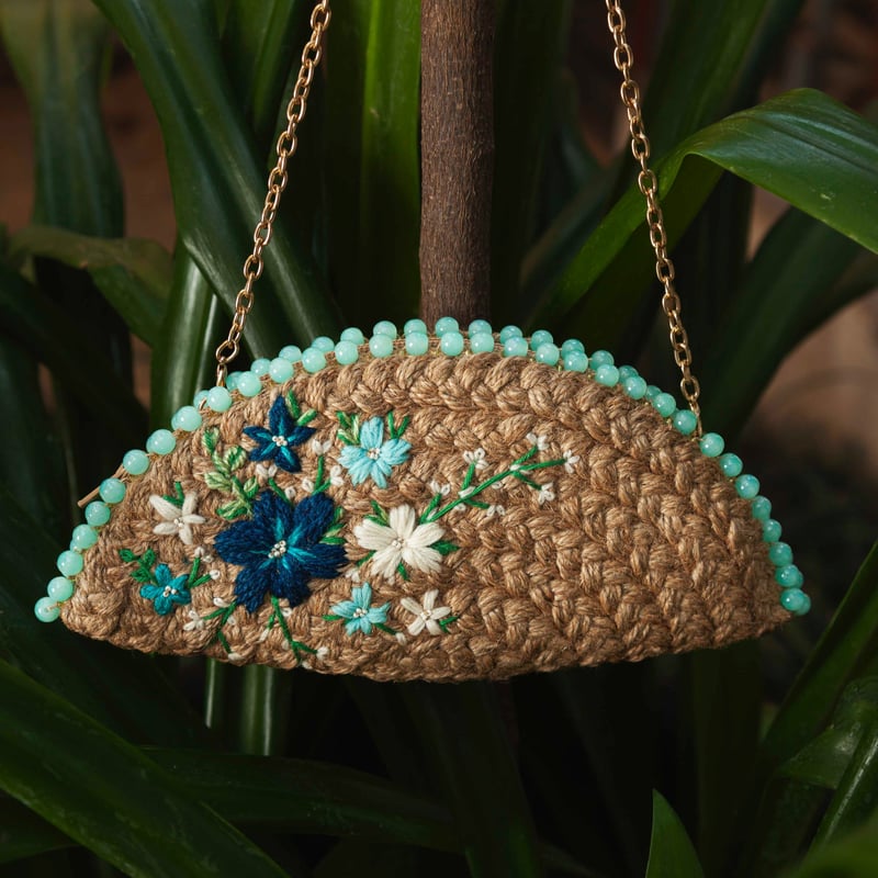 Brunnera Bloom Half Moon Clutch Bag