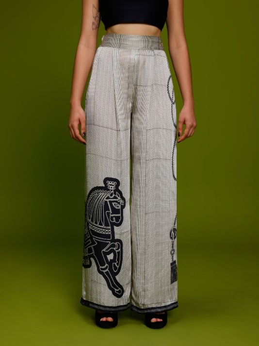 Ivory Cupro Satin Graphic Print Co-ord Set