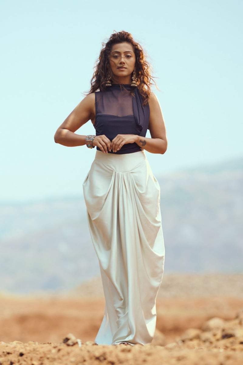Mint Green Satin Draped Pleated Maxi Skirt — Unrush