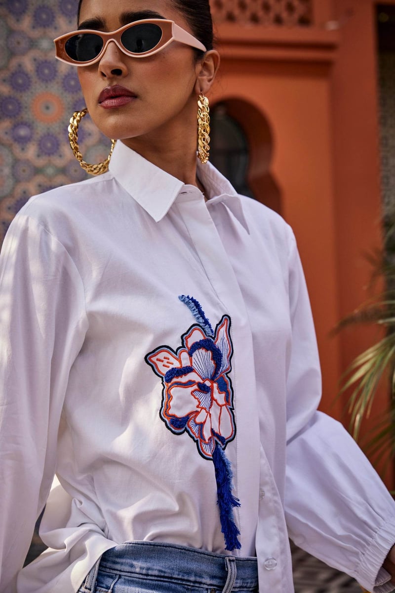 The Blossom Drape White Shirt