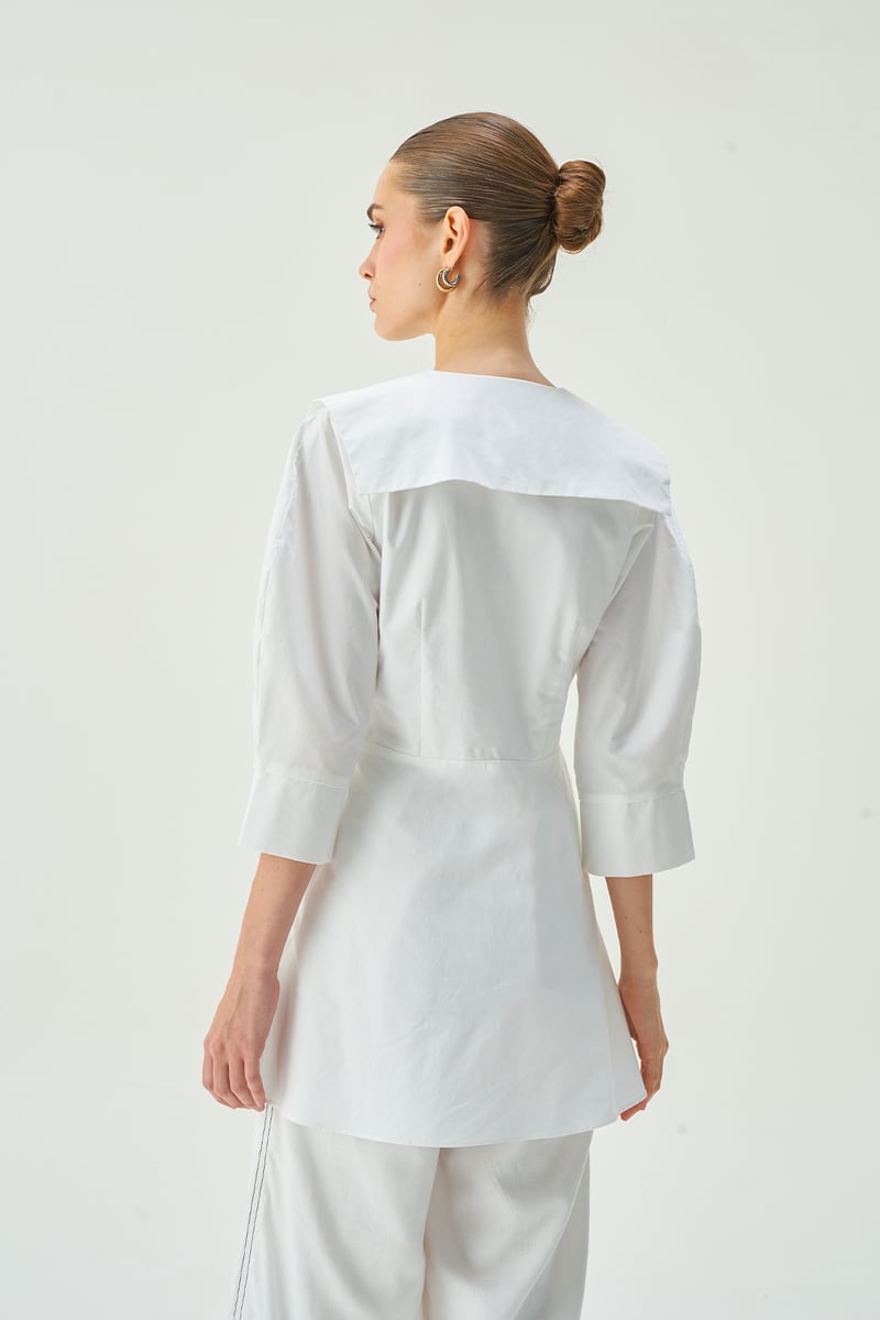 Off-White Belted Cotton Poplin Shirt