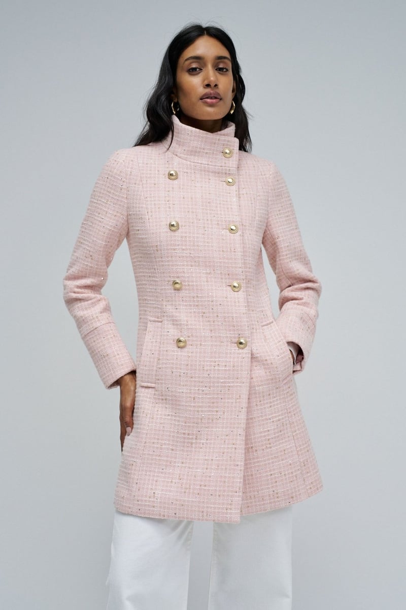 Light Pink Longline Double-Breasted Coat