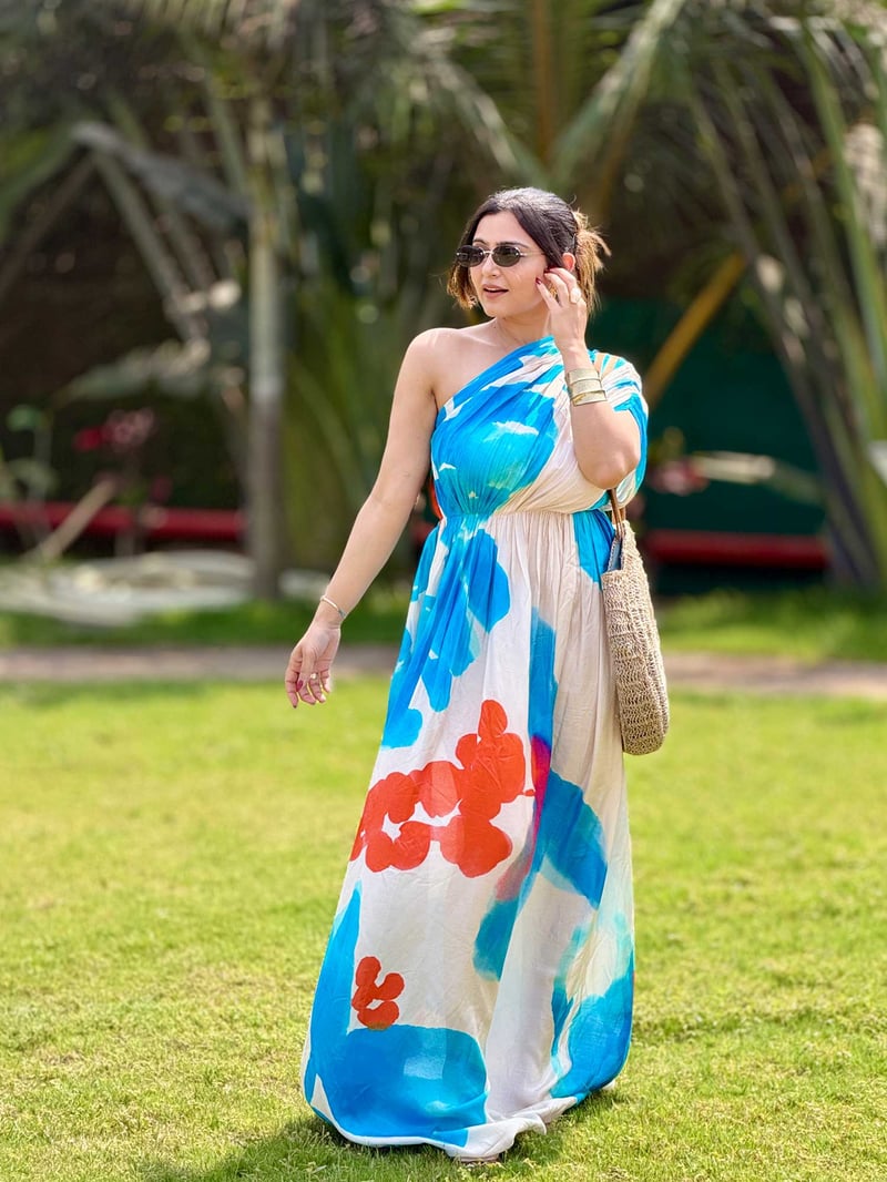 Skyla Printed One Shoulder Maxi Dress
