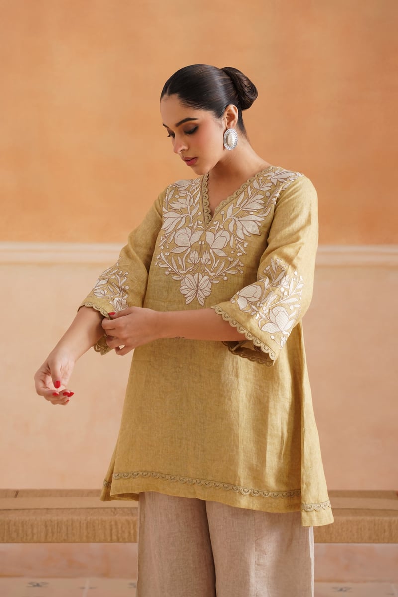 Luna Pure Linen Embroidered Matching Set