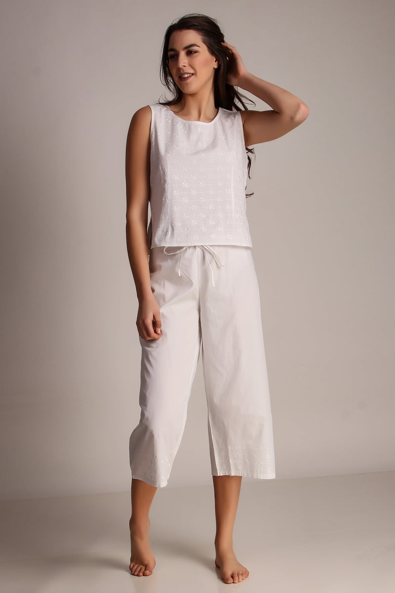 Harper, Embroidered Capri Set