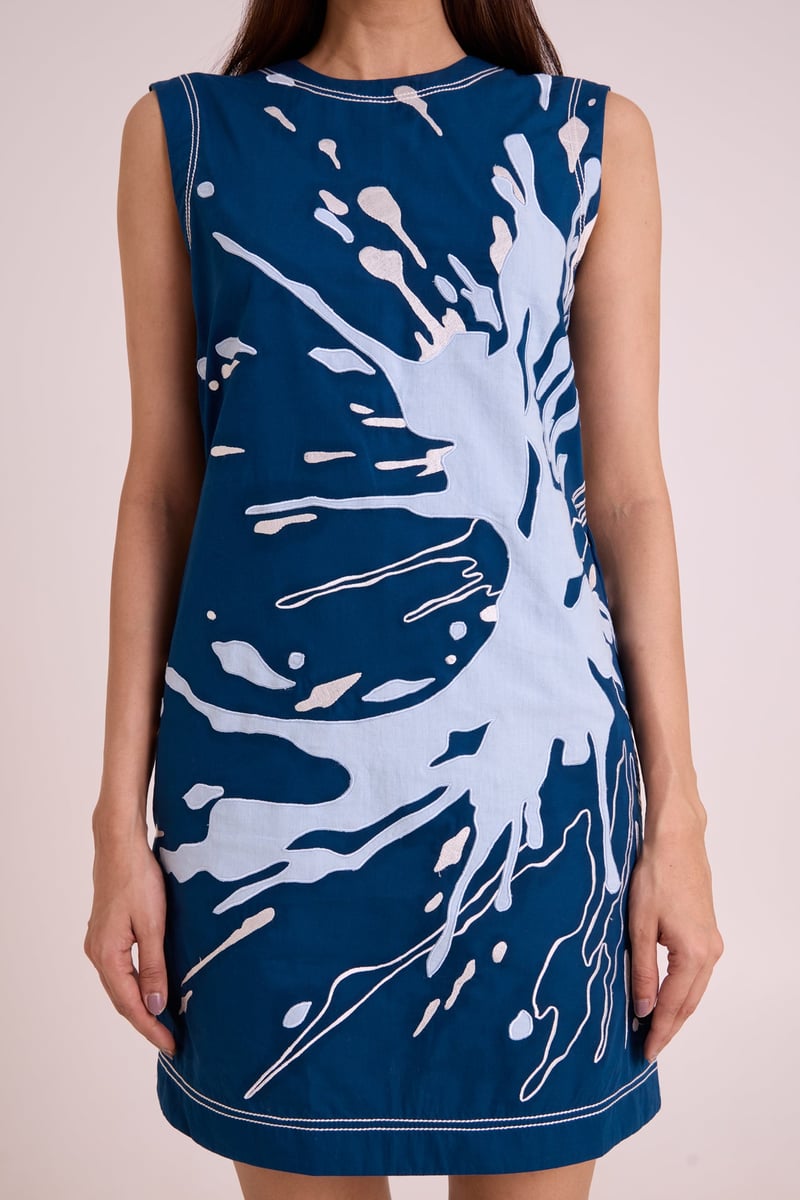 Cobalt Blue Applique Mini Shift Dress