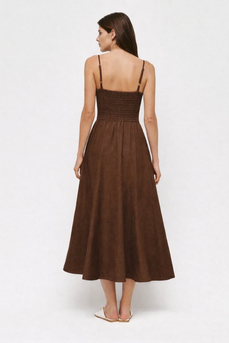 Tara Cocoa Linen Dress