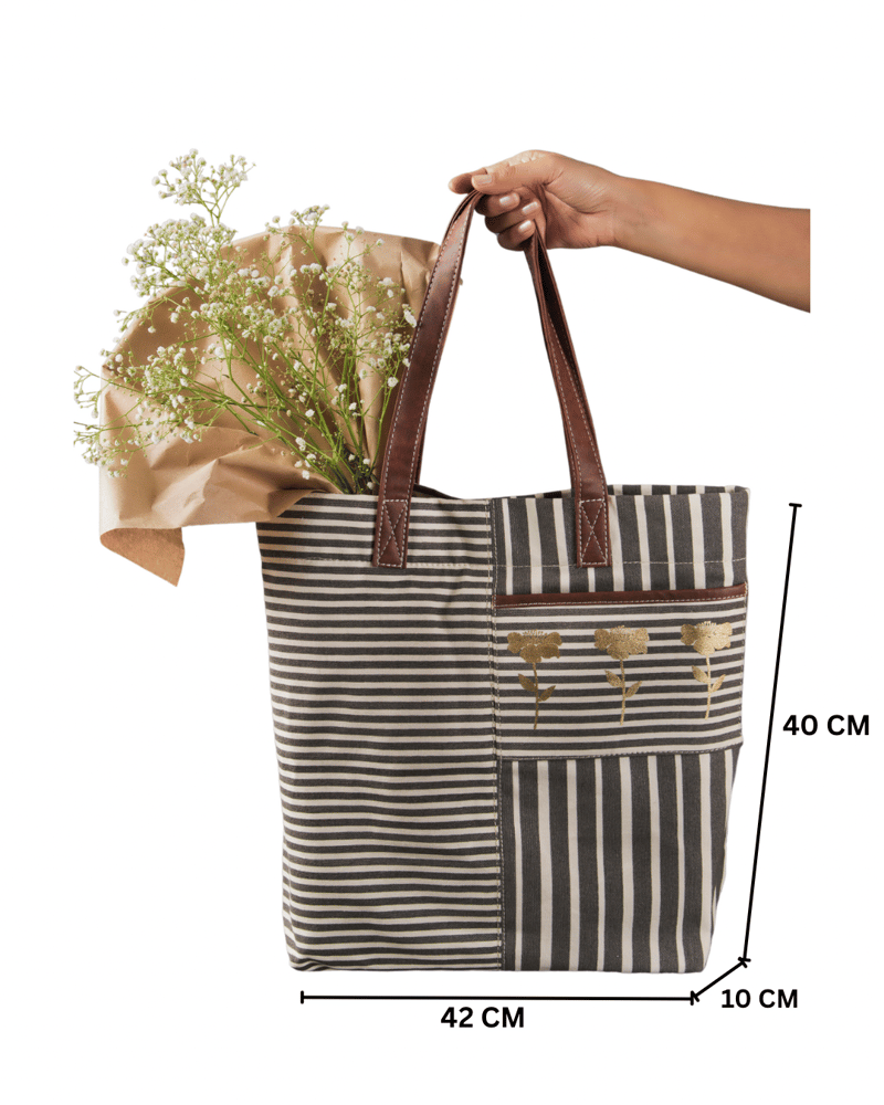 Retro Stripe Ladies Tote Bag With Zip