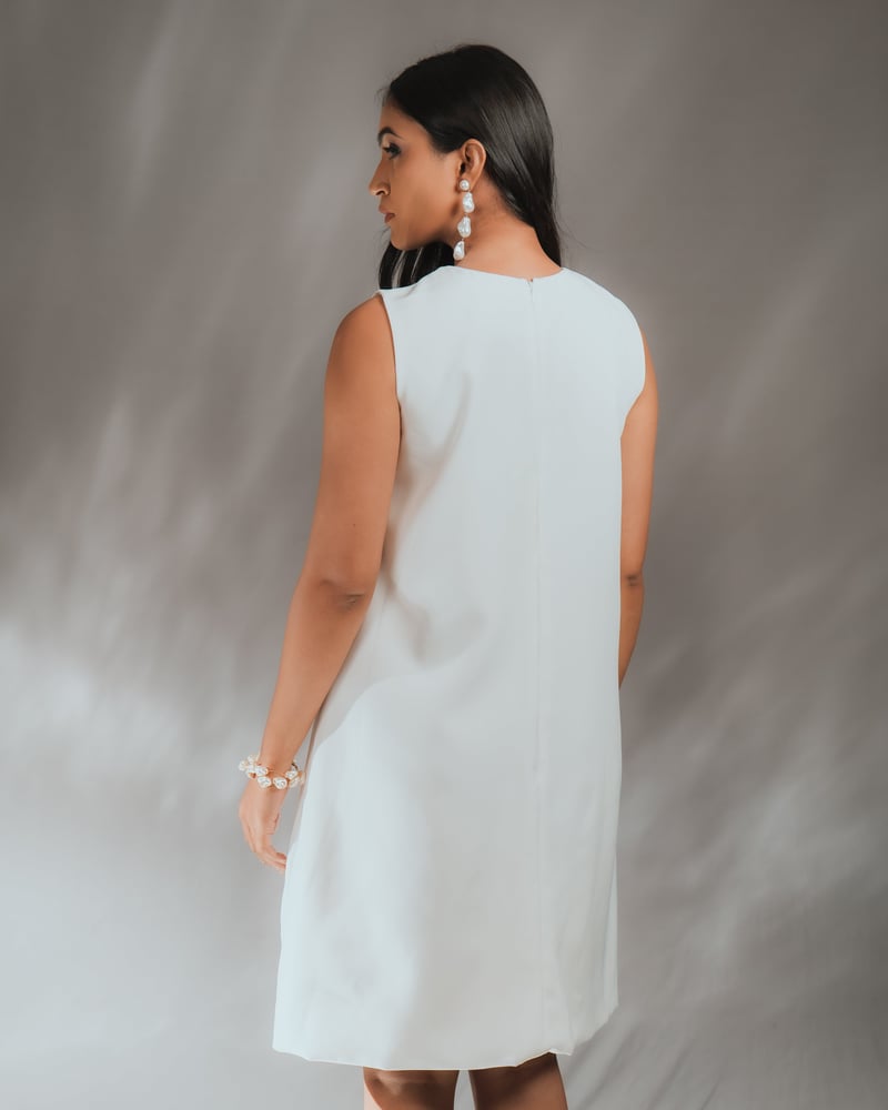 Ivory A-Line Knee-Length Dress with 3D Floral Applique