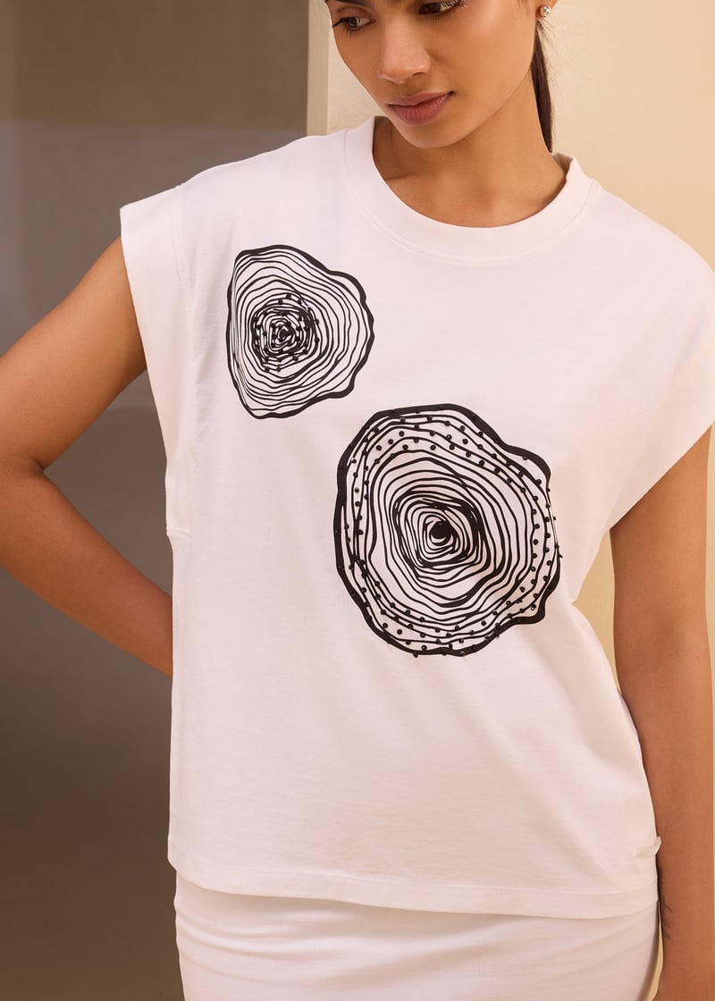 Everlasting White Boxy Muscle Tee with Graphic Print